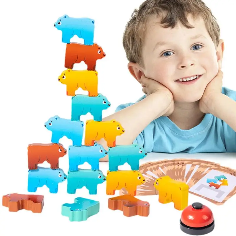 

Animal Stacking Block Game Animal Balance Toys Wooden Bear Blocks Preschool Montessori Educational Balancing Toys For Kids Fine