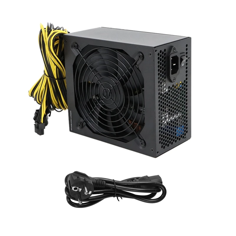 

EU Plug 180V-264V Mining Power Supply 2000W For Mining Support Bitcoin Power 6Pin Ports