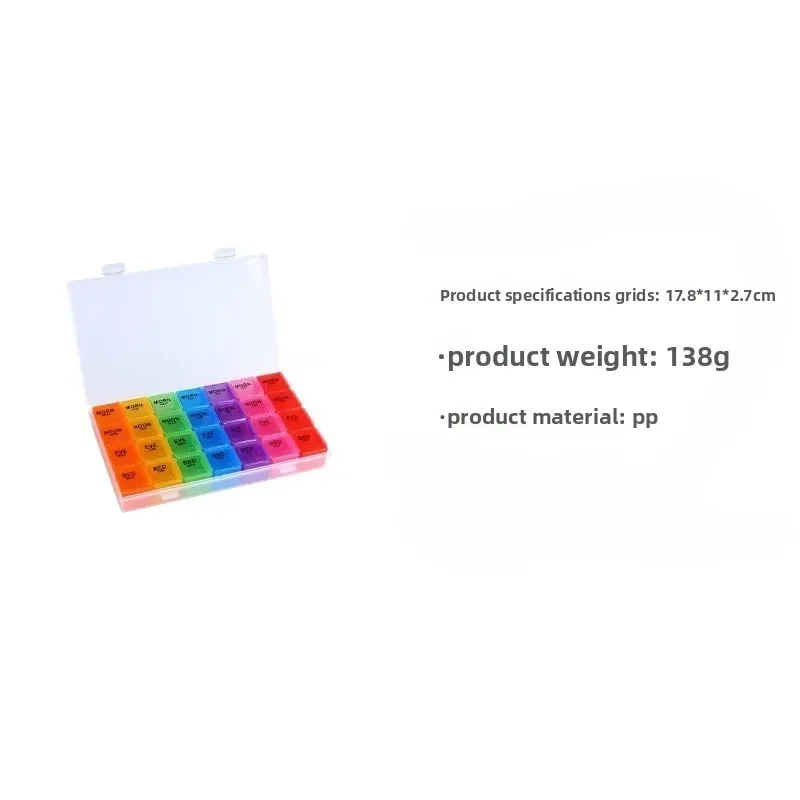 7 Days A Week 28 Compartment Pill Box Pp Plastic Storage Edible Vitamins Convenient Color Pill Box