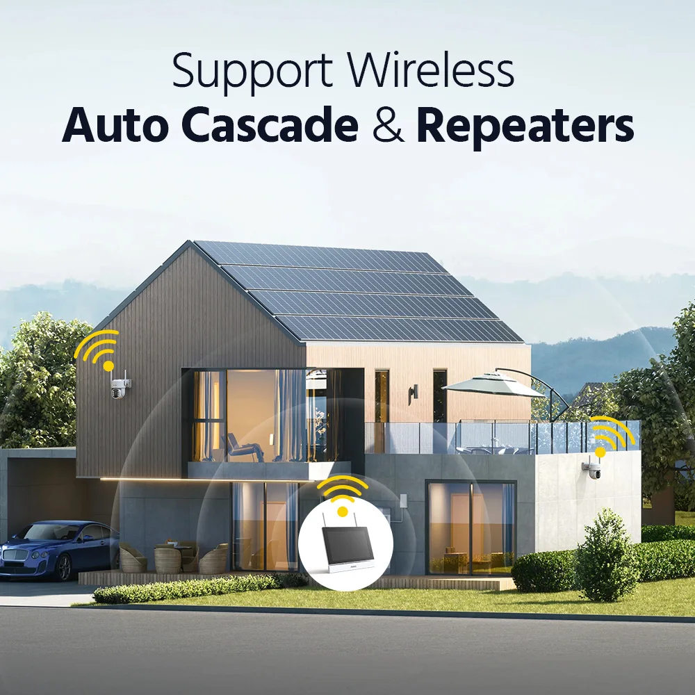 Annke 4MP كاميرات المراقبة الشمسية 4CH NVR طقم مراقبة الفيديو اللون للرؤية الليلية اتجاهين صوت 2K كاميرات أمنية لاسلكية