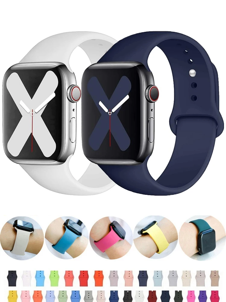 Correa deportiva para Apple Watch, pulsera de silicona de 45mm, 44mm, 49mm, 41mm, 40mm, 38mm, 42mm, iWatch Series 8, 7, 9, SE, 4, 5, Ultra 2, 6