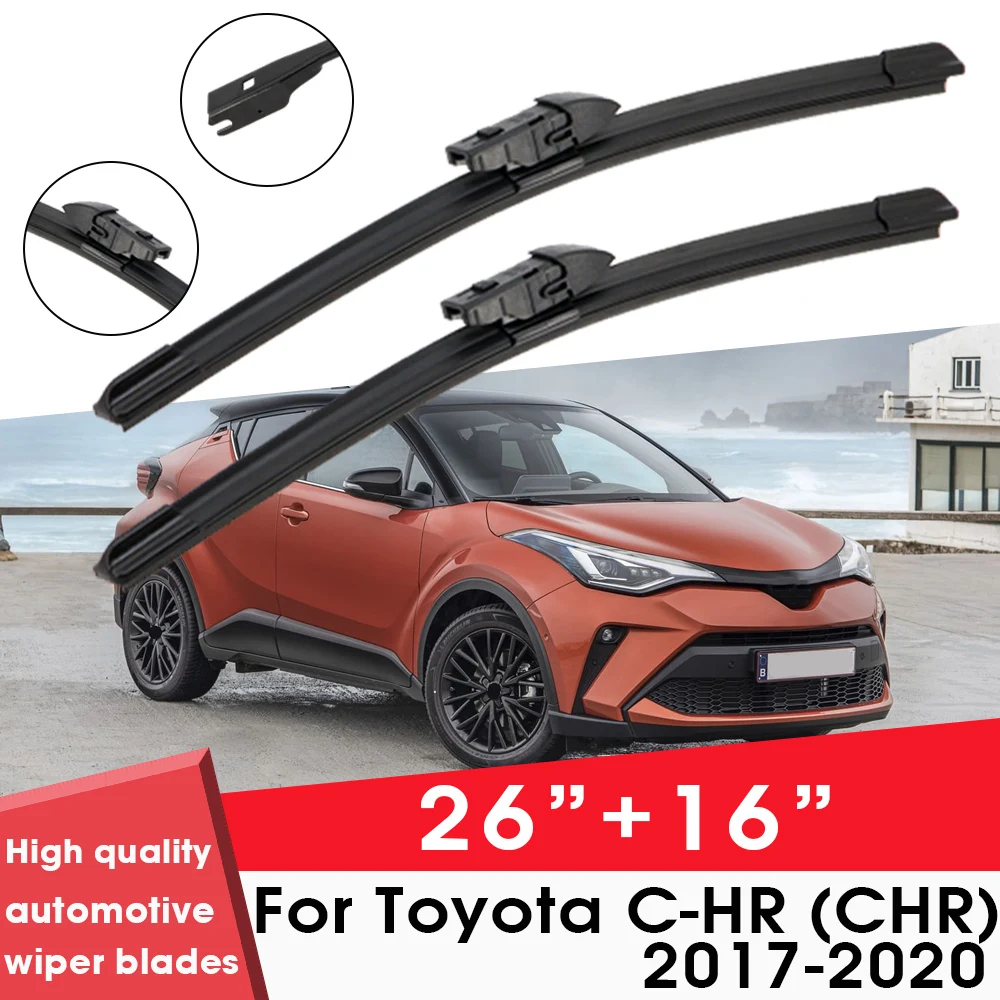 Toyota C-HR (CHR) 2017-2020 용 자동차 와이퍼 블레이드 블레이드 26 "+ 16" 앞 유리 앞 유리 깨끗한 고무 실리콘 자동차 와이퍼