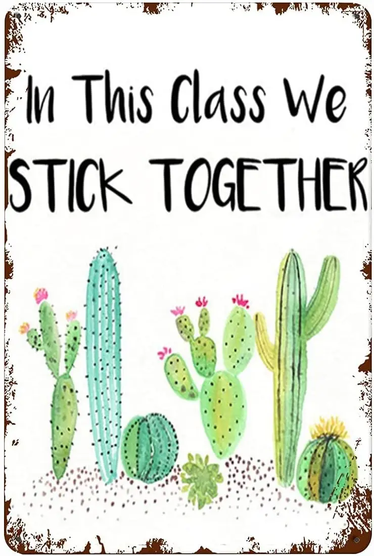 In This Class We Stick Together Cactus Theme Cactus Classroom Teacher Sign Classroom Decor Succulent Teachers Gift Cactus M sign