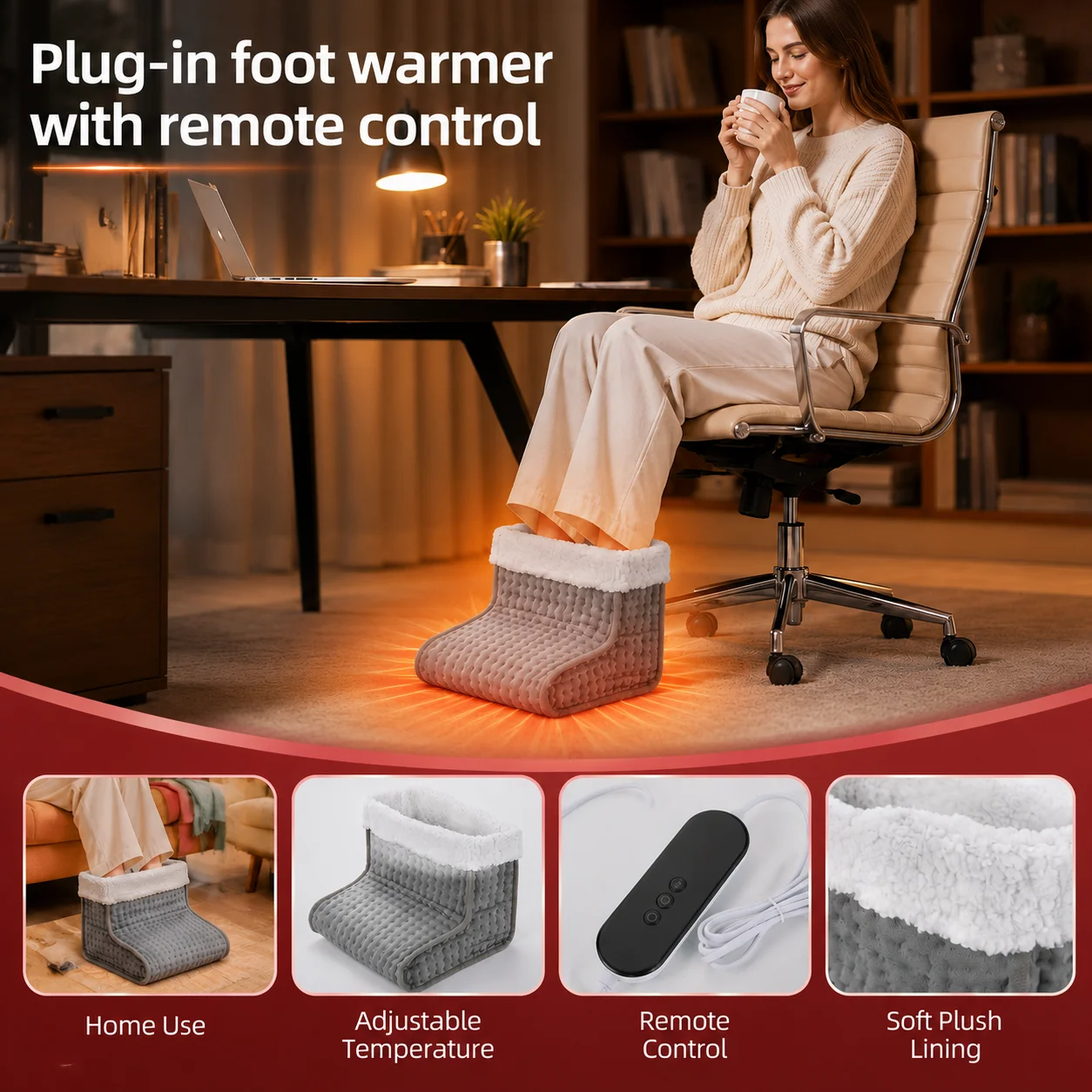 Electric Foot Heater 4 Modes Timing Heating Control Setting Washable Heated Thermal Foot Warmer Massager  Foot Care Pad Cushion