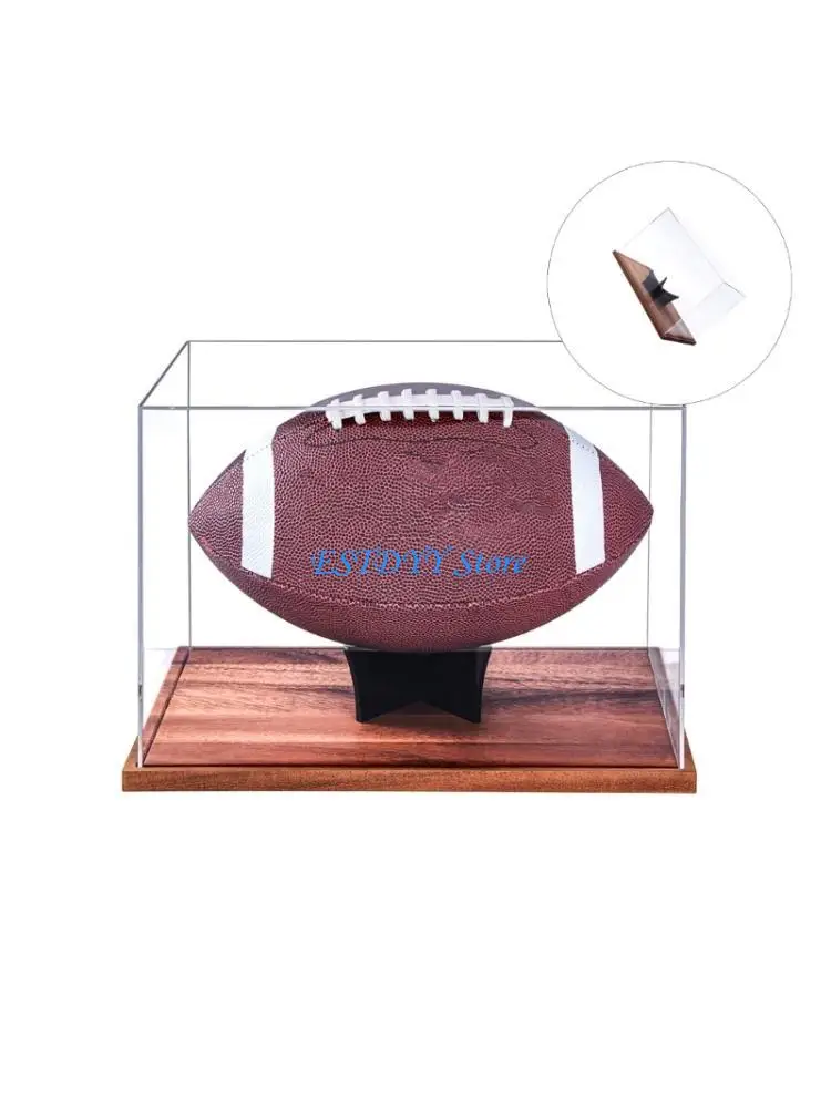 G6DE Full Size Football Display Box Sports Collectible Container Acrylic Dustproof Clear Box Ball Holder Enduring