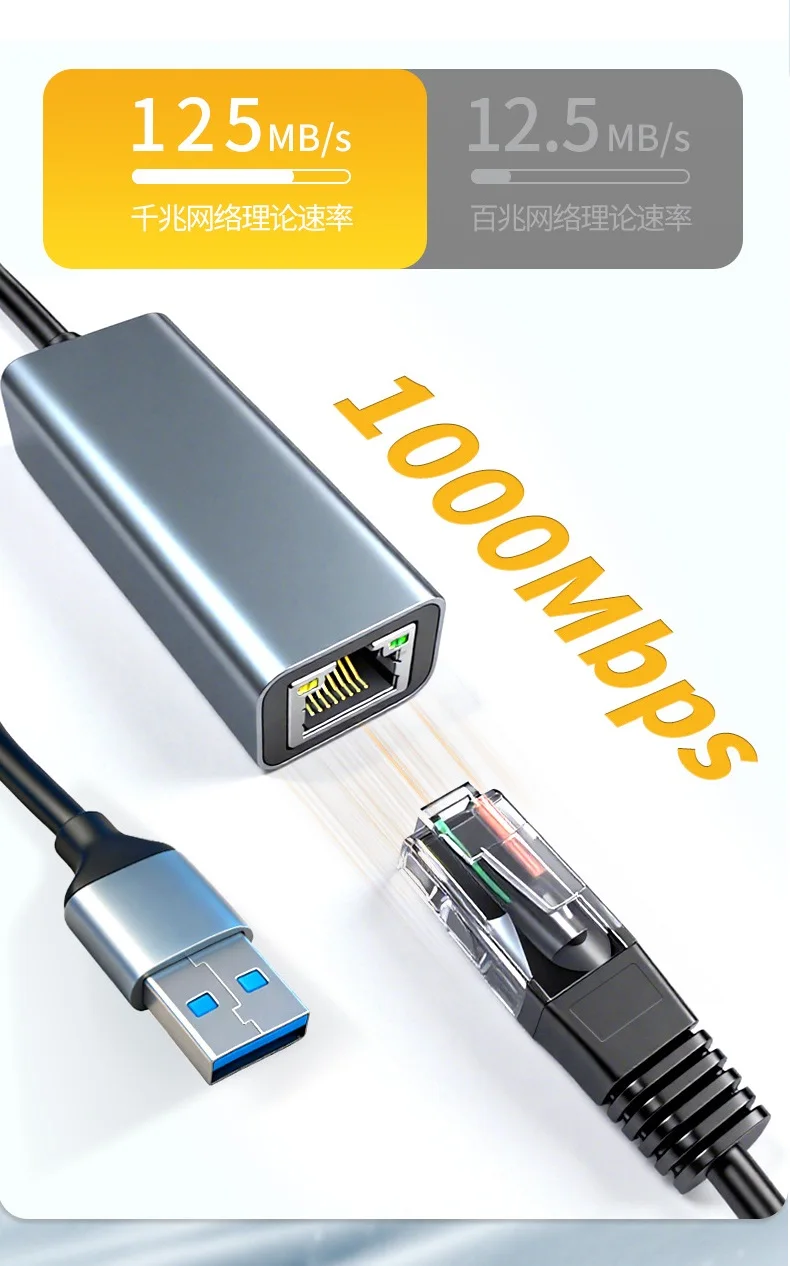 USB Type C Ethernet Adapter 1000Mbps USB3.0 RJ45 Network Card For MacBook PC Windows XP 7 8 10 Android USB Lan Internet Cable