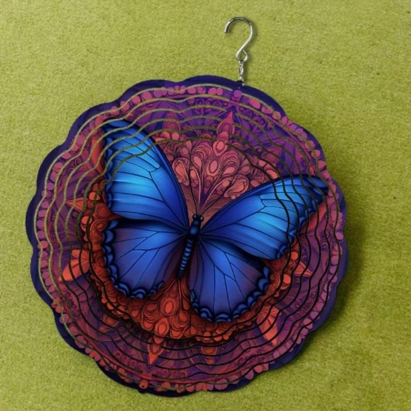 رنين الرياح على شكل فراشة ملونة مقاس 10 بوصة (خطاف سهل، متين) |   ديكور خارجي للحديقة/الساحة |   هدية الهالوين وعيد الميلاد