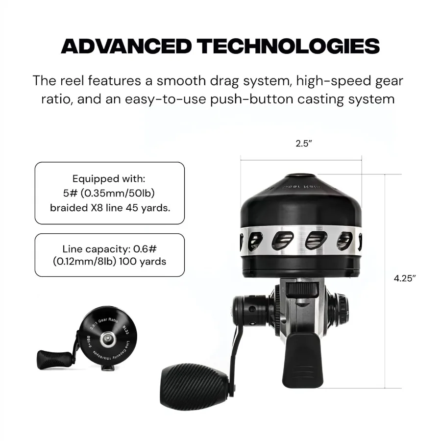 مجموعة صيد الأسماك الجديدة من BALLISTA: مجموعة كاملة لأقواس متقاطعة - تتضمن حامل بكرة Spincast مع حلقة الأكمام والسهام #6