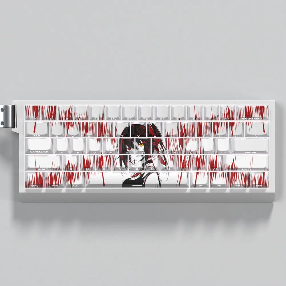 

63 Kes Tokisaki Kurumi Translucent Keycaps Side Print Keycaps PBT Dye-Sub Cherry for Mechanical Keyboard Wooting 61 65 68