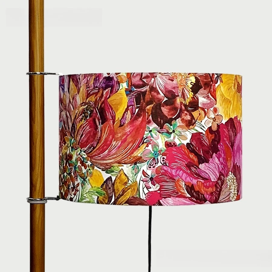 مصباح أرضي من الخشب الصلب على الطراز الفرنسي العتيق من قماش الحرية لجانب الأريكة، ضوء محيط لغرفة المعيشة الحديثة في منتصف القرن #5