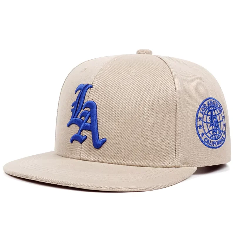 Novo Boné de Algodão Bordado com Letras Los Angeles, Aba Reta, Simples, Feminino, Boné de Beisebol, Boné de Proteção Solar, Masculino, para Atividades ao Ar Livre, Estilo HipHop