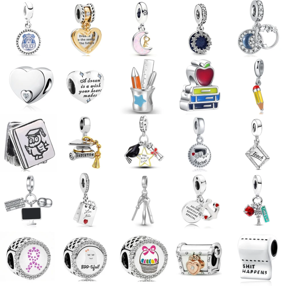 جديد 925 فضة خندق قبعة قلم رصاص سحر of ley 925 سلسلة مطرز صالح الأصلي قلادة سوار DIY بها بنفسك السيدات مجوهرات #1