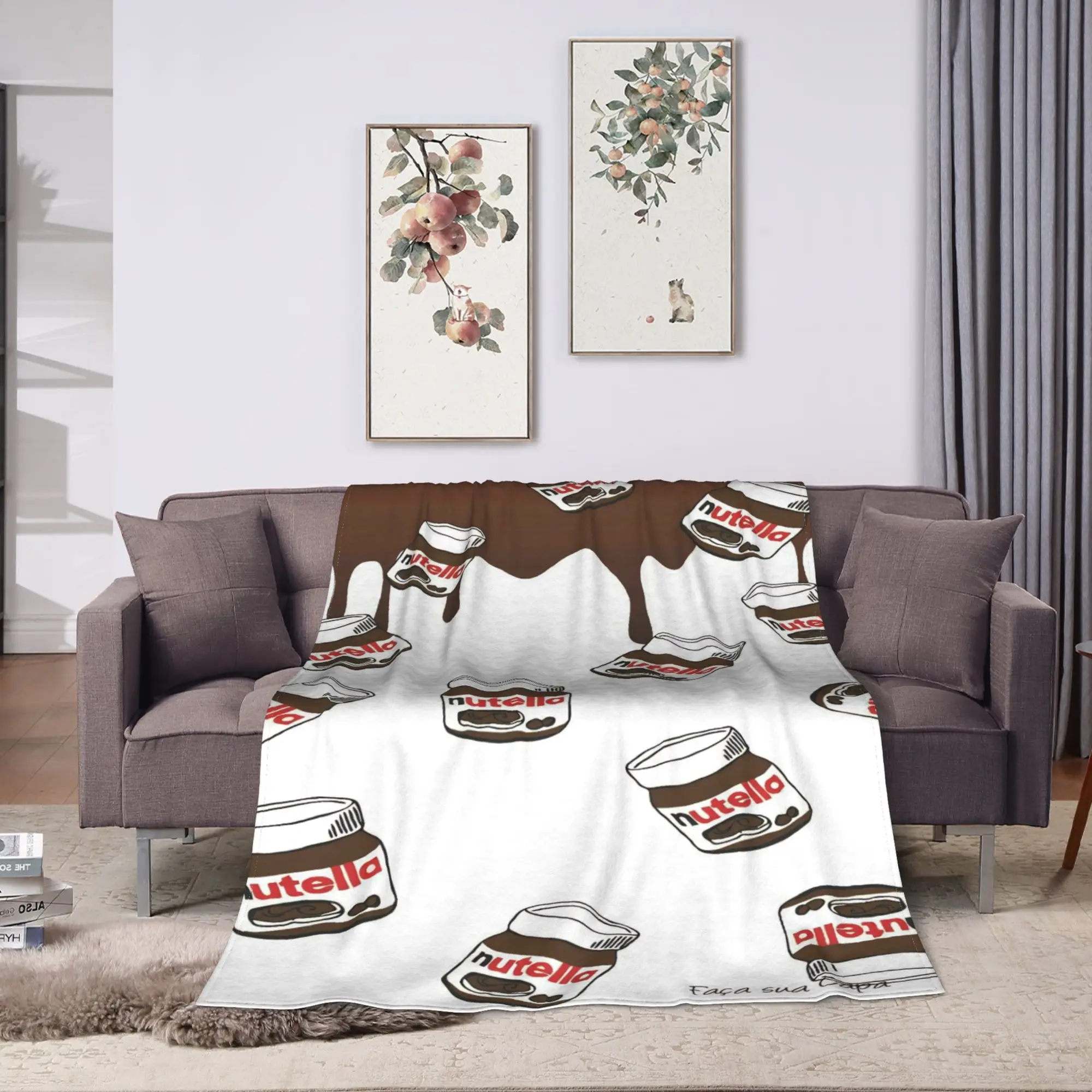 Warm Soft Blanket Girls Boys Decorative Cartoon  N-NutellaS-ES Throw Blanket  Flannel Bedspread For Couch Chair Sofa Bed Cover