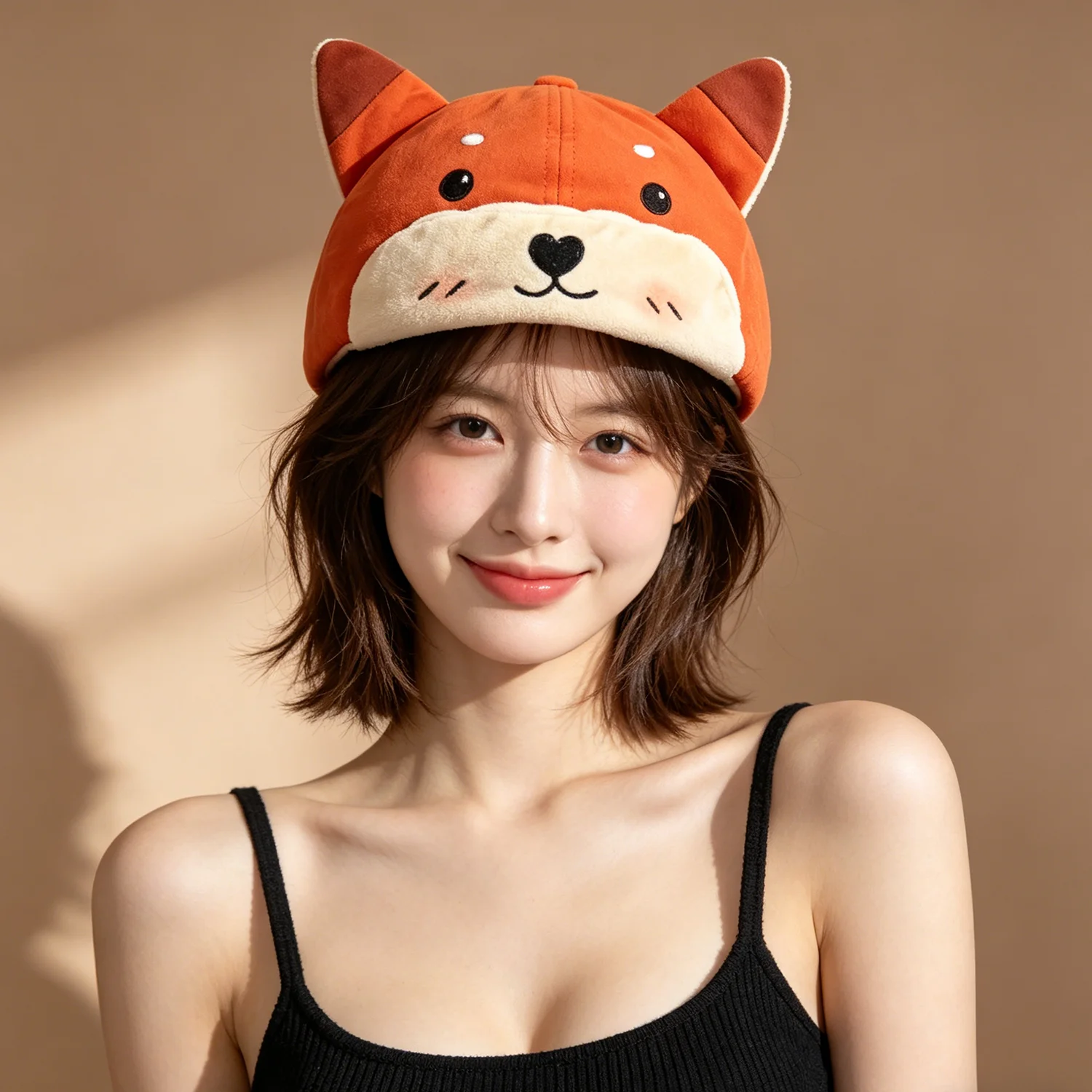 ツートーンフォックスイヤーベースボールキャップ-ユニセックス-漫画風キツネの足刺繍-ソフトで可愛い-y2k-ストリートファッション-アウトドアサンハット-男女兼用