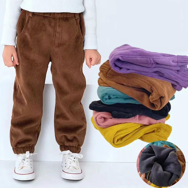 Children\'s Corduroy Pants Autumn Winter 2022 Thicken Trousers for Boys Girls Warm Teenager Cargo Pants Baby Sweatpants Clothes