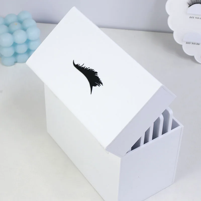 Vetrina per extension ciglia in acrilico trasparente con piastra per colla con coperchio quadrato e supporto per ciglia per riporre e visualizzare le ciglia
