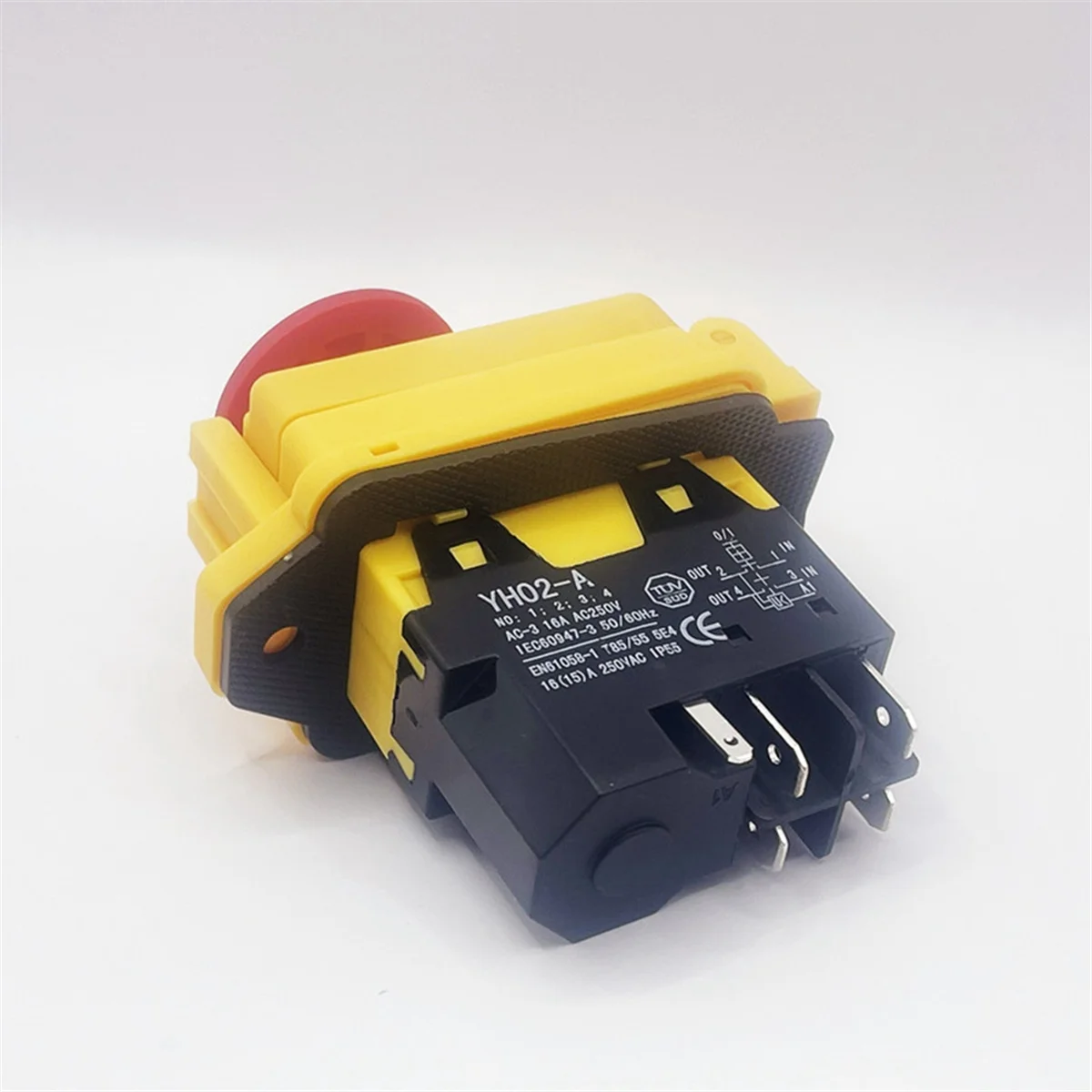 YH02-A Electromagnetic Switch 250V 16A 5PIN Start Push Button for Machine Tool Equipment Waterproof