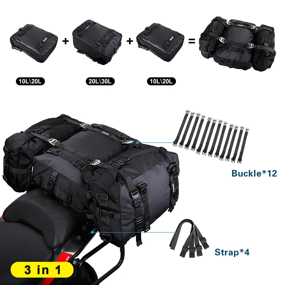 10L Or 20L Or 30L Motorcycle Rear Seat Bag Saddle Side Bag Luggage Pack MultiFunction Shoulder Bag Backpack