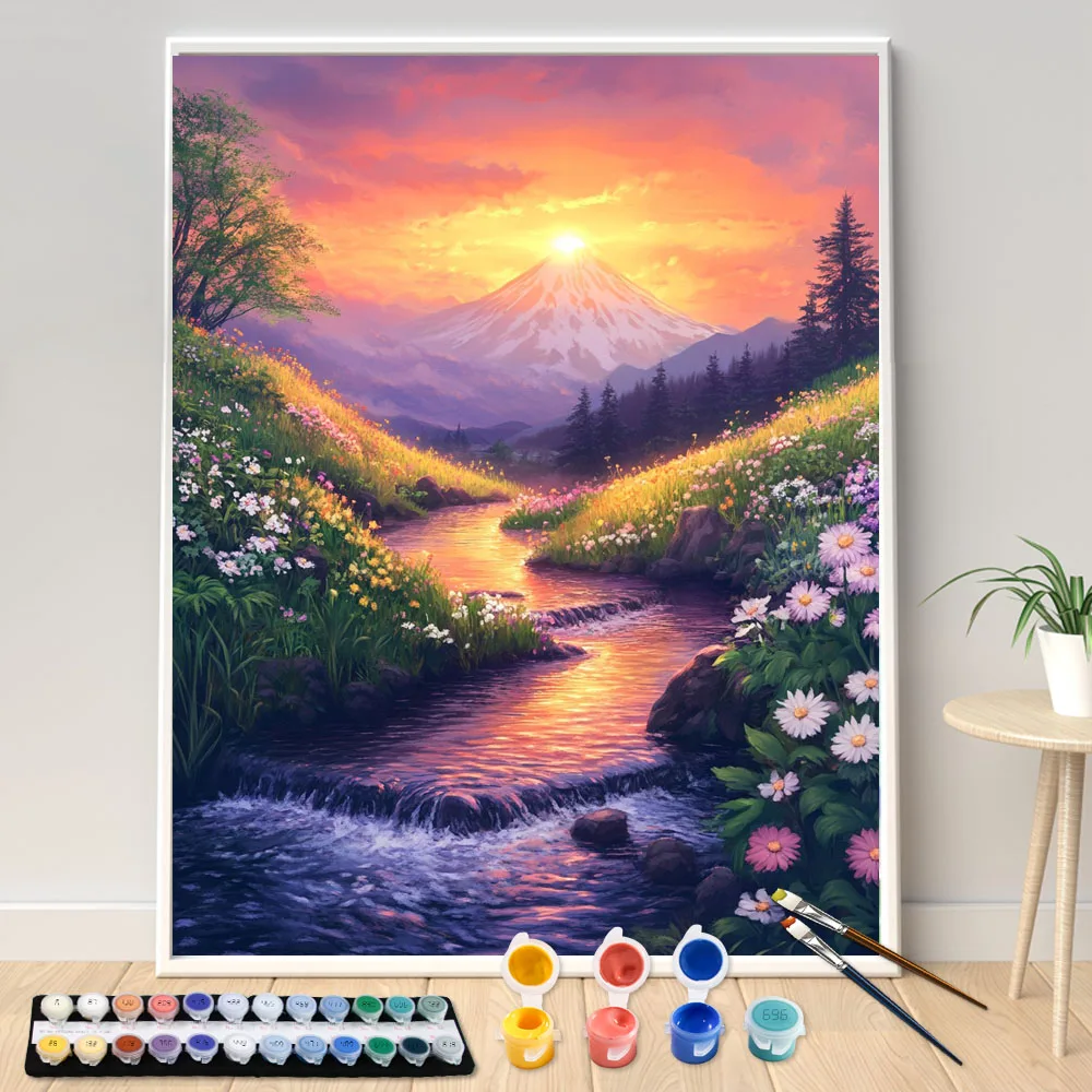 

Painting By Numbers 40x50cm Kits Flower Sea Snow Mountain Picture By Numbers For Home Decors Handpainted Diy Gift