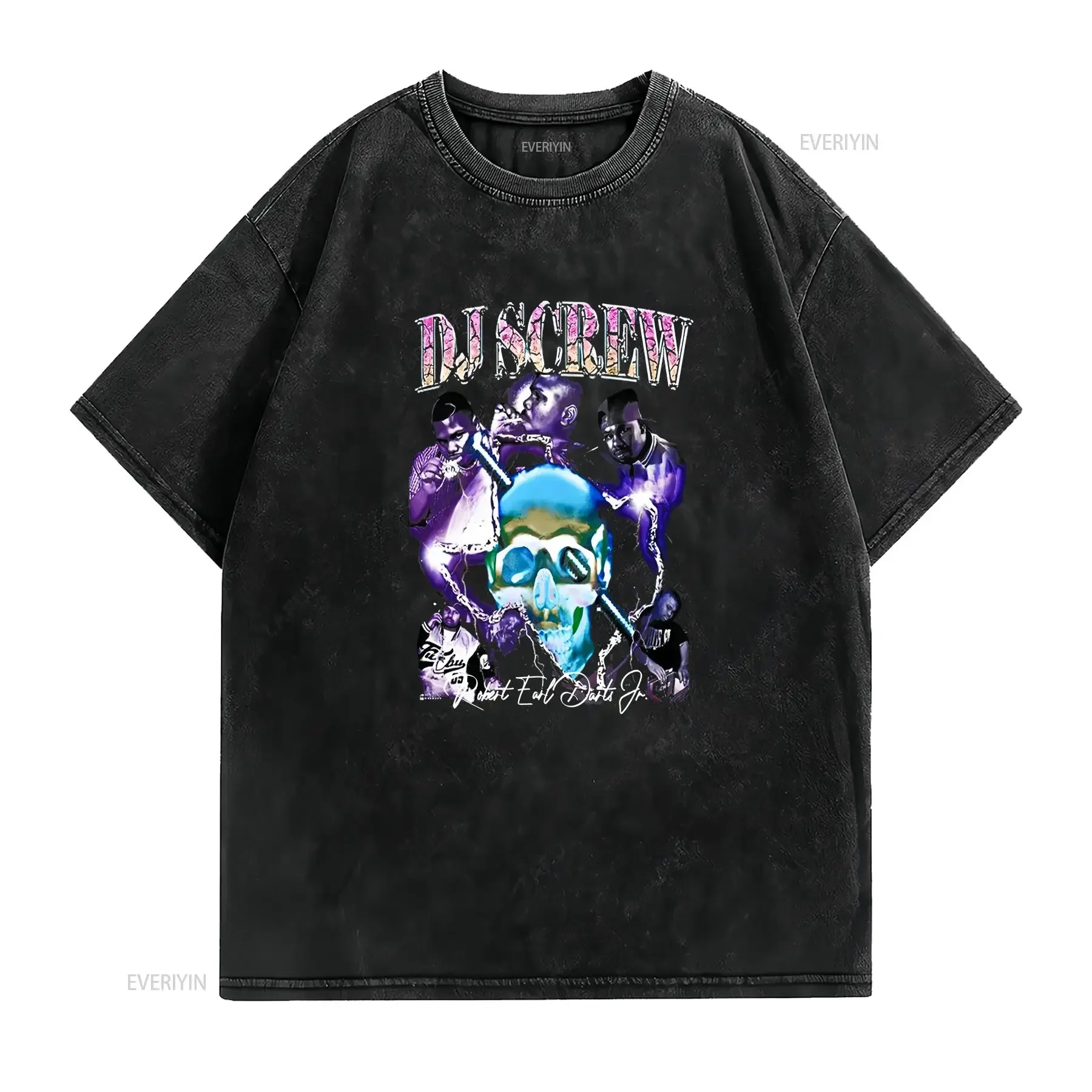 Dj Screw Houston Texas Drank 90s Lean Rap Hip Hop T Shirt vintage Washed Top For Everyday Wear homme designer clothes Slightly