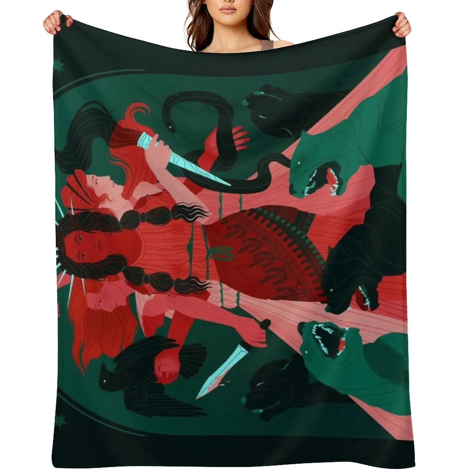 

Hecate Throw Blanket warm for winter Flannel Fabric Luxury St Cute Plaid Blankets