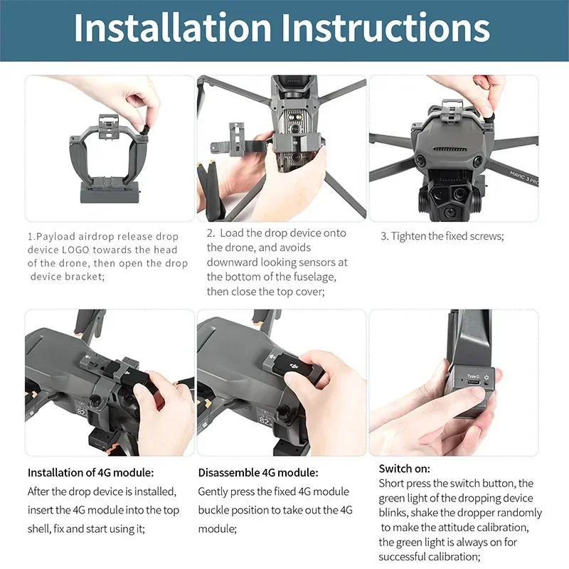 Airdrop System for DJI Mavic 3/Mavic 3 Pro/Mavic 3 Delivery Dropper Classic Load 400g Can Be Used with 4G Modules Drone Thrower