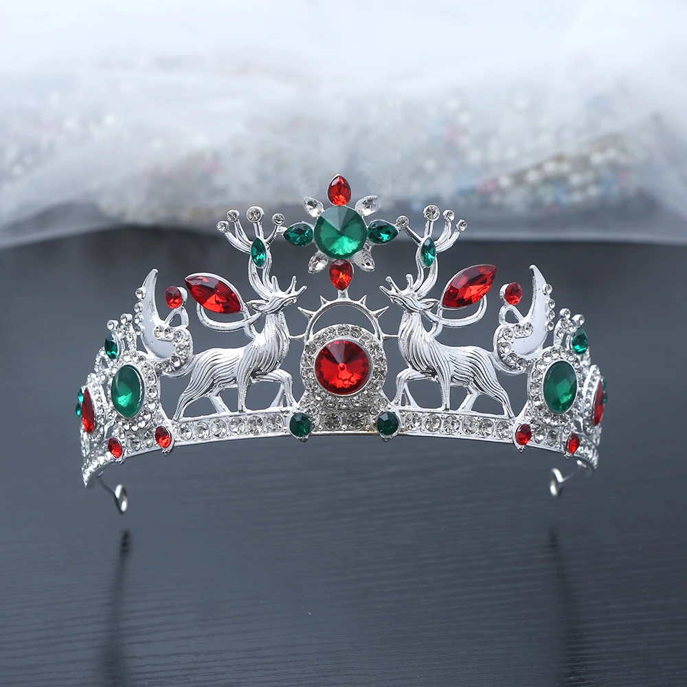 

1 шт. модная рождественская тиара со снежинками, драгоценными камнями, корона для волос, замысловатый праздничный дизайн, идеально подходит для праздничных вечеринок, косплея