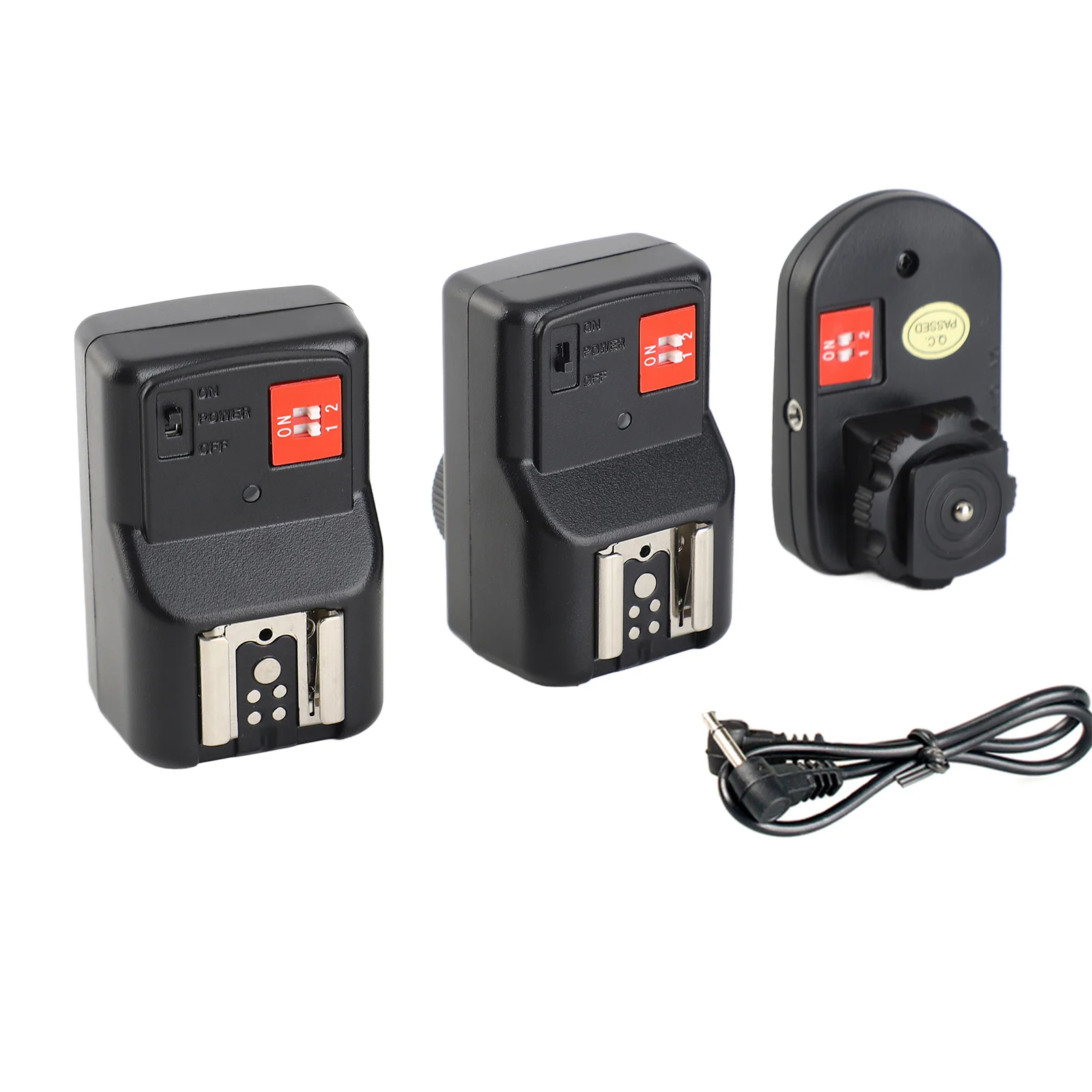 Andoer PT-04GY 4 قنوات لاسلكية عن بعد Speedlite فلاش الزناد العالمي 1 الارسال و 2 استقبال لكانون نيكون بنتاكس
