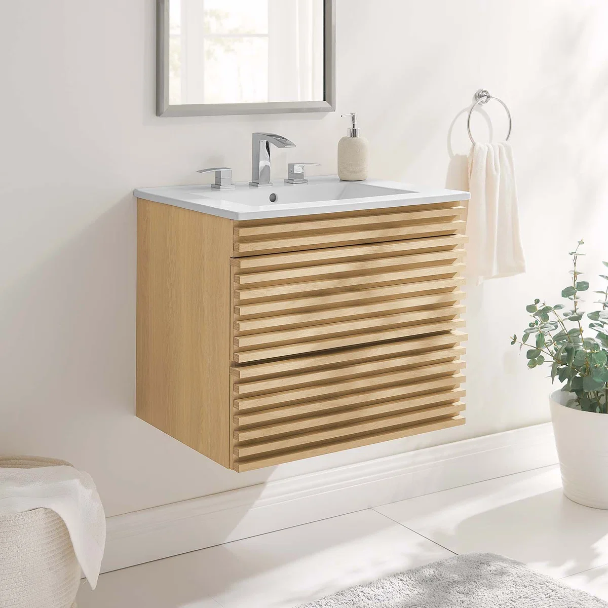 

！@Combohome European Modern Minimalist Solid Wood Bathroom Vanity Cabinets Furniture With Sink