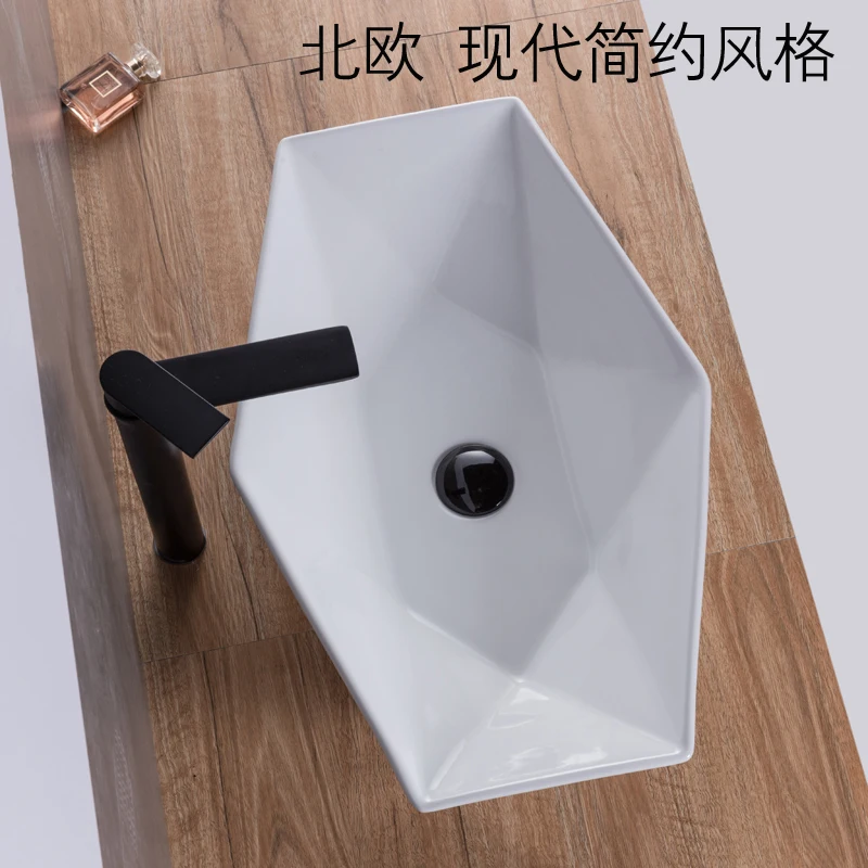 

Creative Diamond-Shaped Table Basin Wash Basin Household Ceramic Wash Basin Art Basin Hand Wash Dish Basin Sink