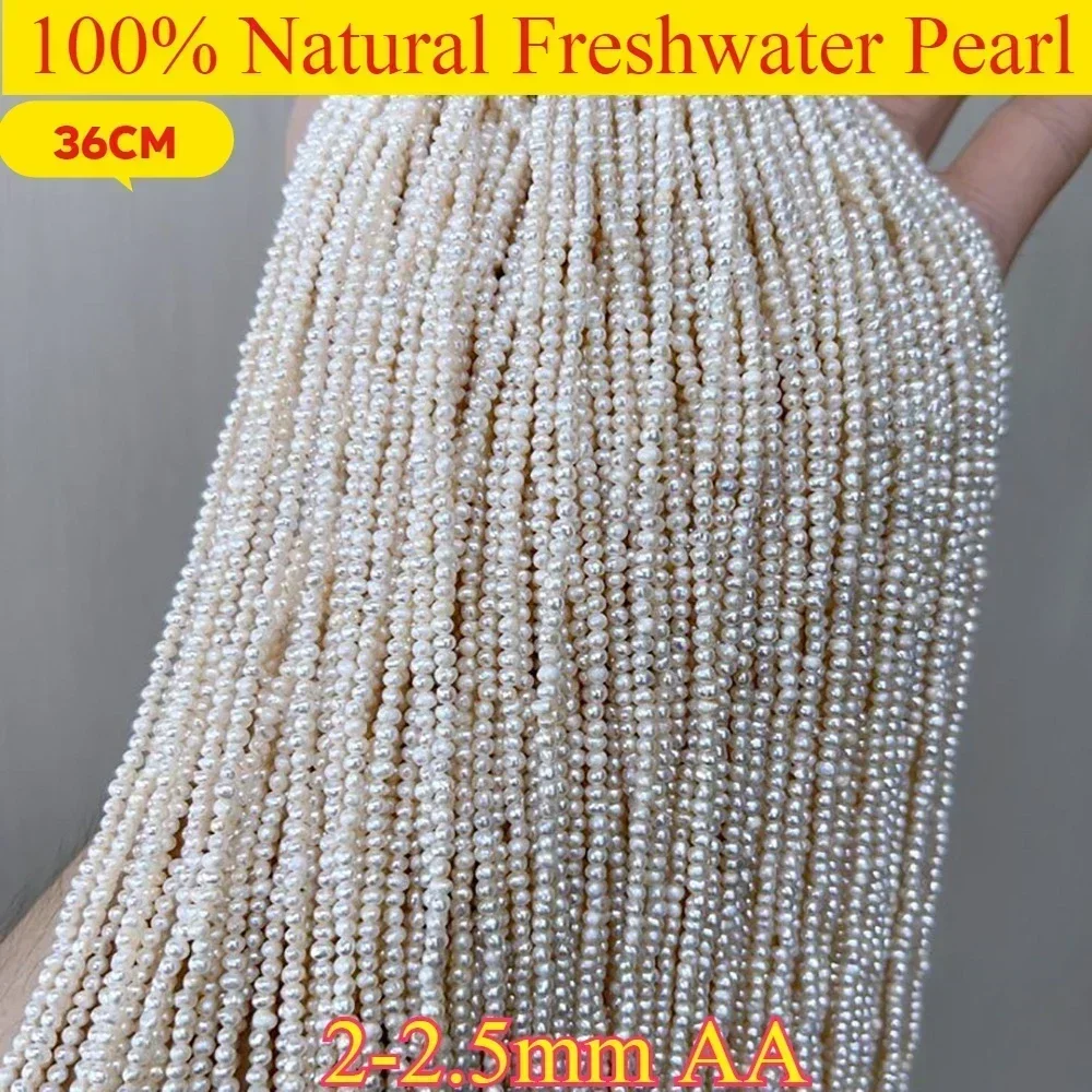 

2-2.5mmAA Radiant Wholesale Round Small White Bead Natural Freshwater Pearl Jewelry MakeDIY Necklace Bracelet Women Gift Wedding