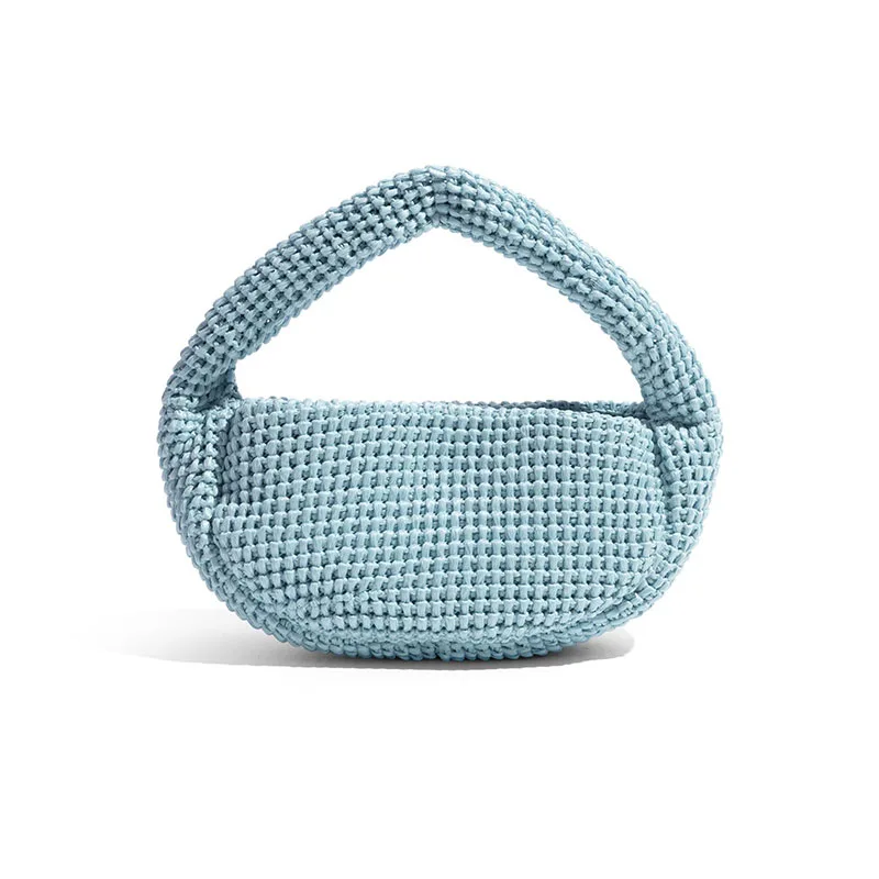 

Casual round Shape Half-Moon Straw Woven Handbag for Summer Beach Style PP Material Soft Handbag with Magnetic Buckle Closure