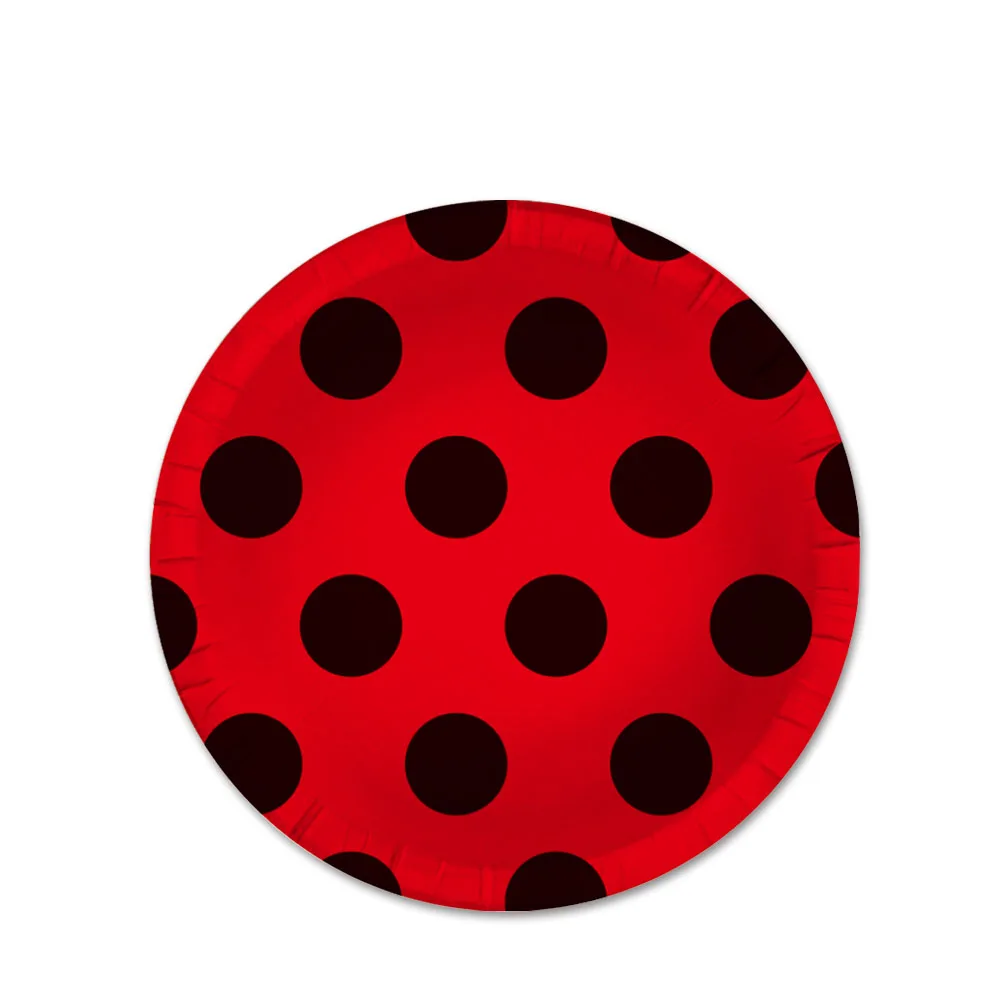 Ladybug Theme Birthday Party Decorations Disposable Tableware Set Paper Plates Napkins Cups