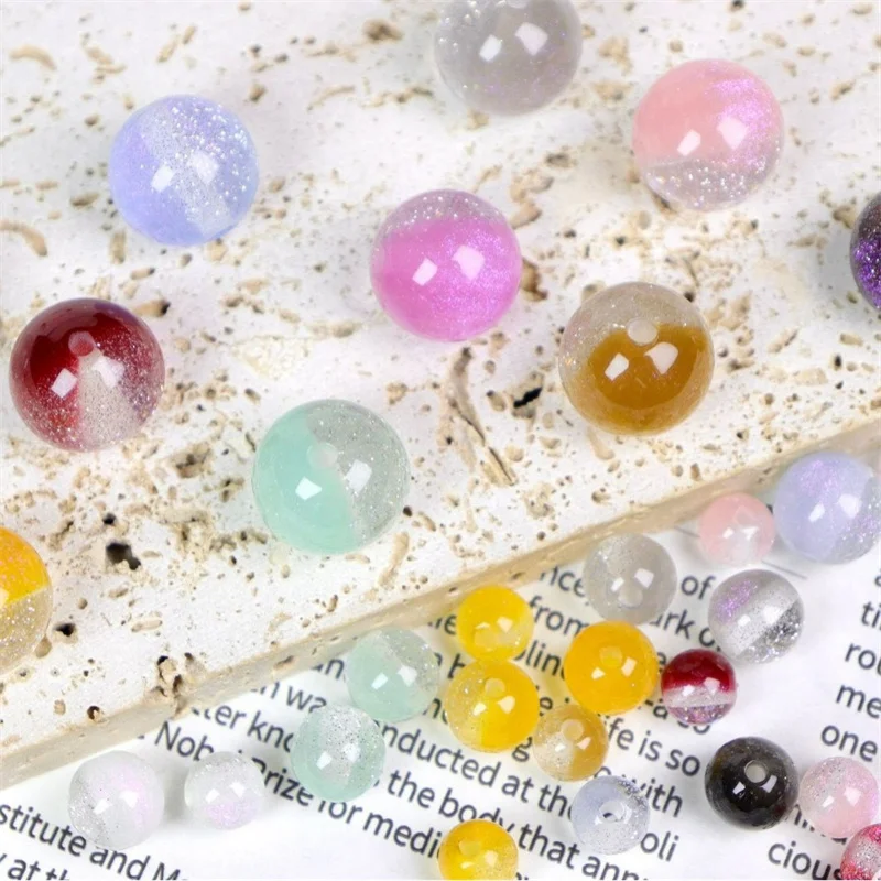 

Wholesale 100pcs/lot 8mm 12mm 16mm 10mm color print geometry rounds shape resin straight hole beads diy jewelry accessory