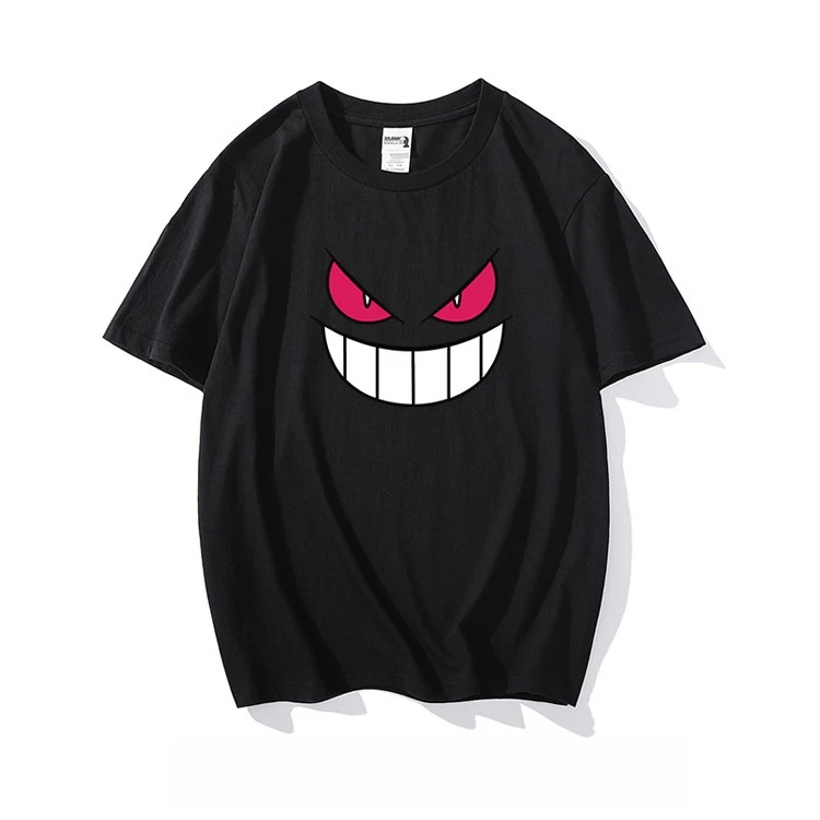 Pokémon Gengar Bedrucktes T-Shirt aus Reiner Baumwolle Herren 2026 Sommer Mode Übergroßes Street Casual Y2K Oberteil Streetwear Kleidung – Detail 3
