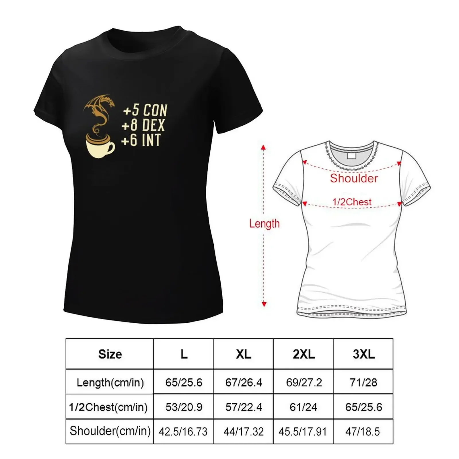 Coffee Stats for Roleplaying and Larping Tabletop RPG T-Shirt lady clothes funnys t-shirts for Women loose fit