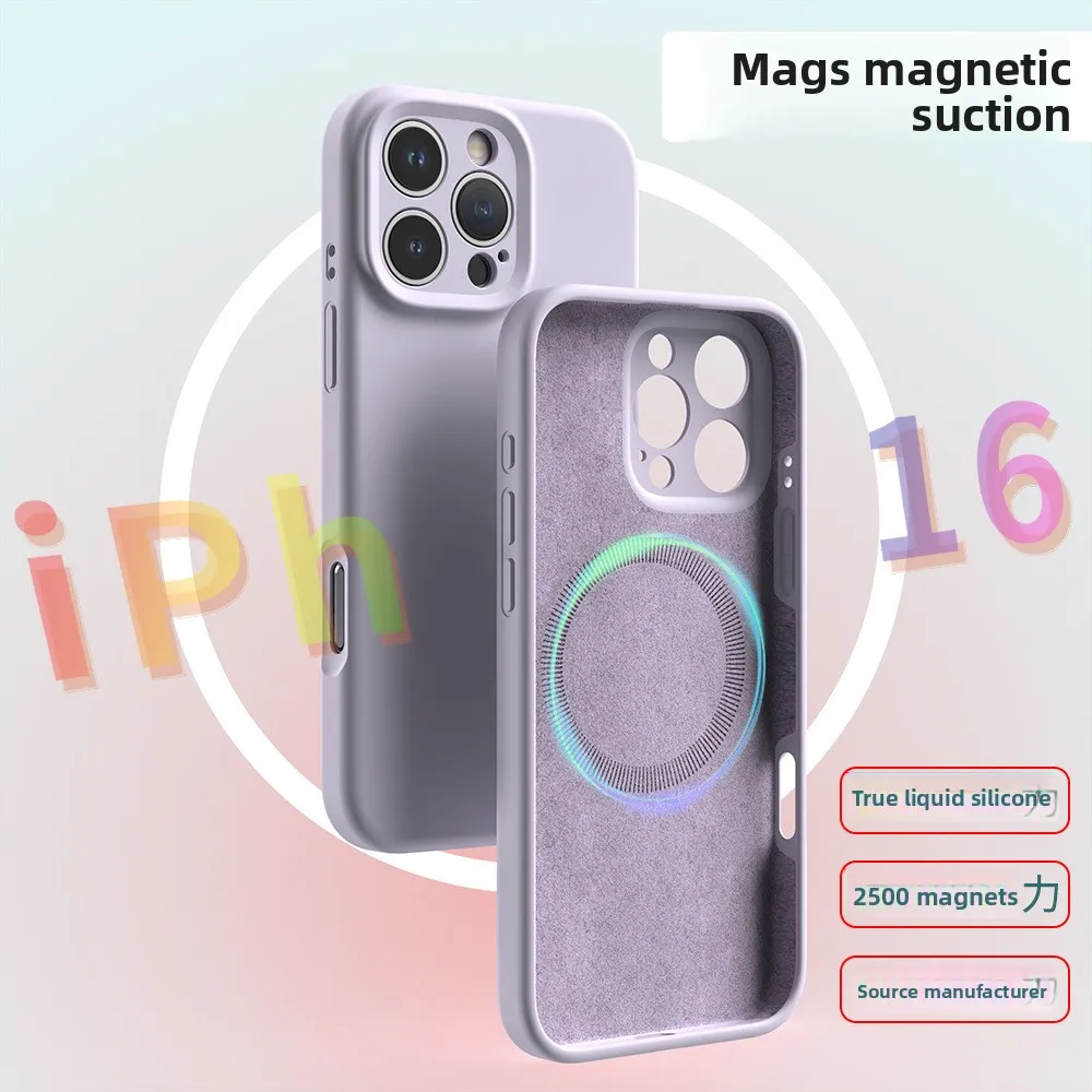 

Luxury Magnetic Ultrathin Phone Case For iPhone 12 13 14 15 16 17 Pro Max All inclusive TPU Shockproof Liquid Silicone Protectiv