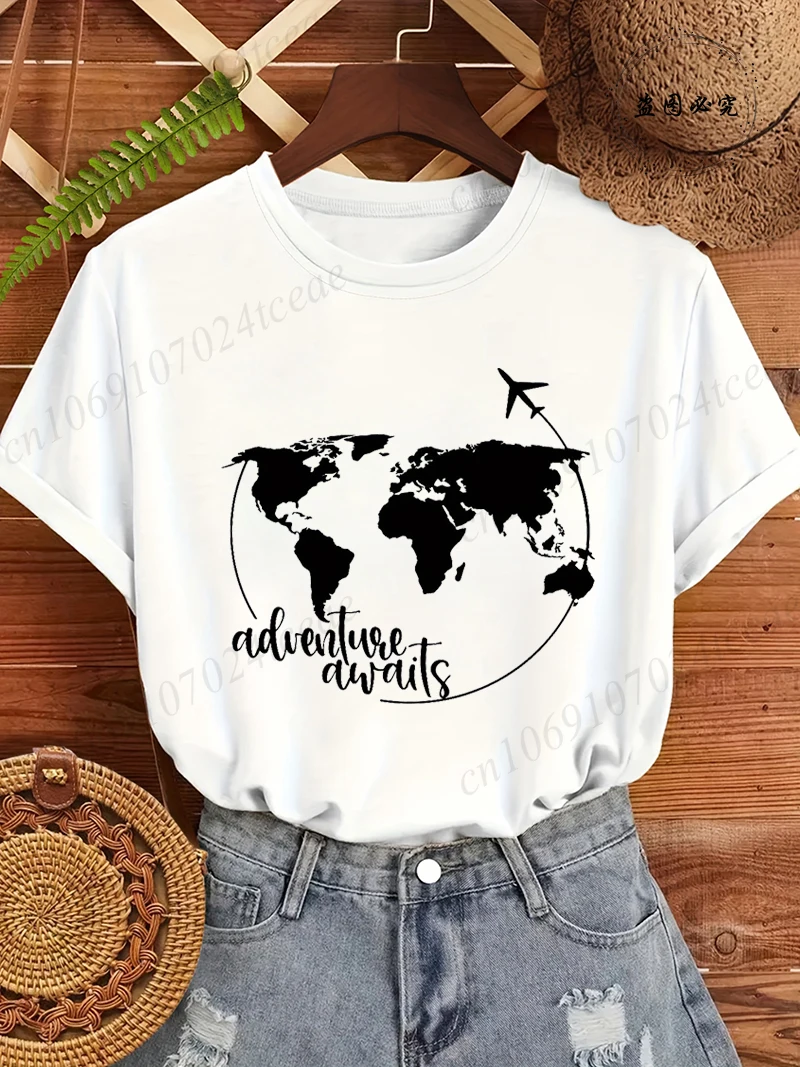 Travel Shirt,Vacation T-Shirts,World Map Tops Tees,Airplane Mode Women's Men T-Shirts,Adventure Tee Clothing,Traveler Gift