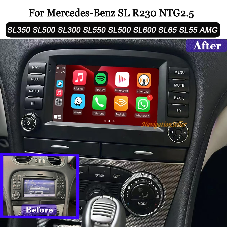 

VIGOHI For Mercedes Benz SL R230 SL350 SL500 SL300 SL550 SL500 SL600 SL65 SL55 AMG CarPlay Radio Stereo Upgrade Android Screen