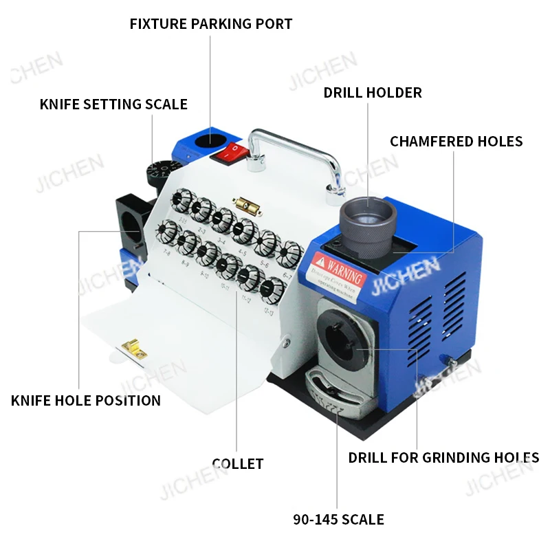 Amoladora de taladro helicoidal de 3-13MM, amoladora de taladro de escritorio, amoladora automática de cuchillos pequeños, herramienta especial de taladro 90-140 °   Ajuste del ángulo