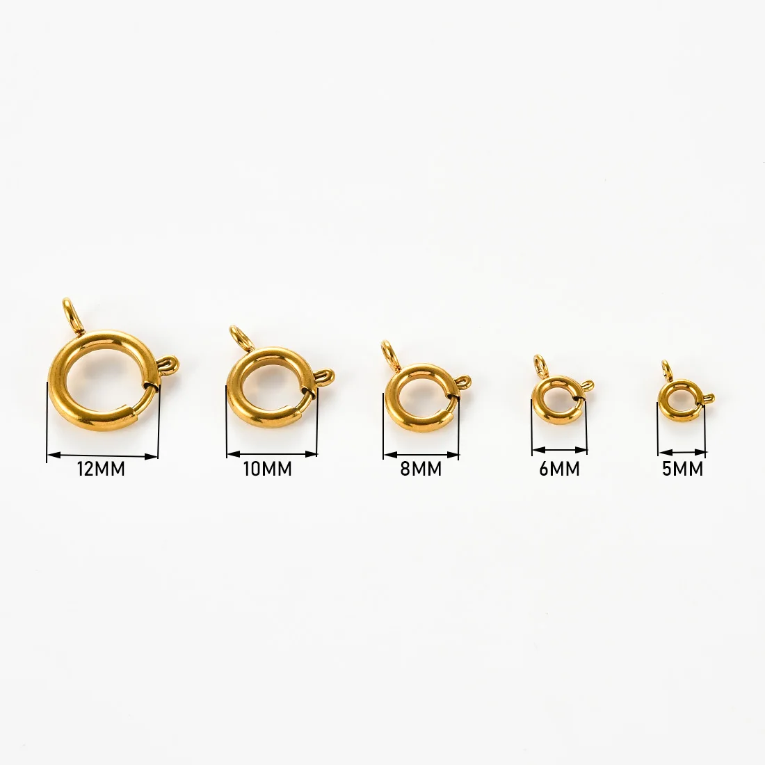 10pcs Stainless Steel Round Spring Clasps 5/6/8/10/12MM Claw Spring Hooks for Jewelry DIY Bracelet Necklace Connectors Accessory
