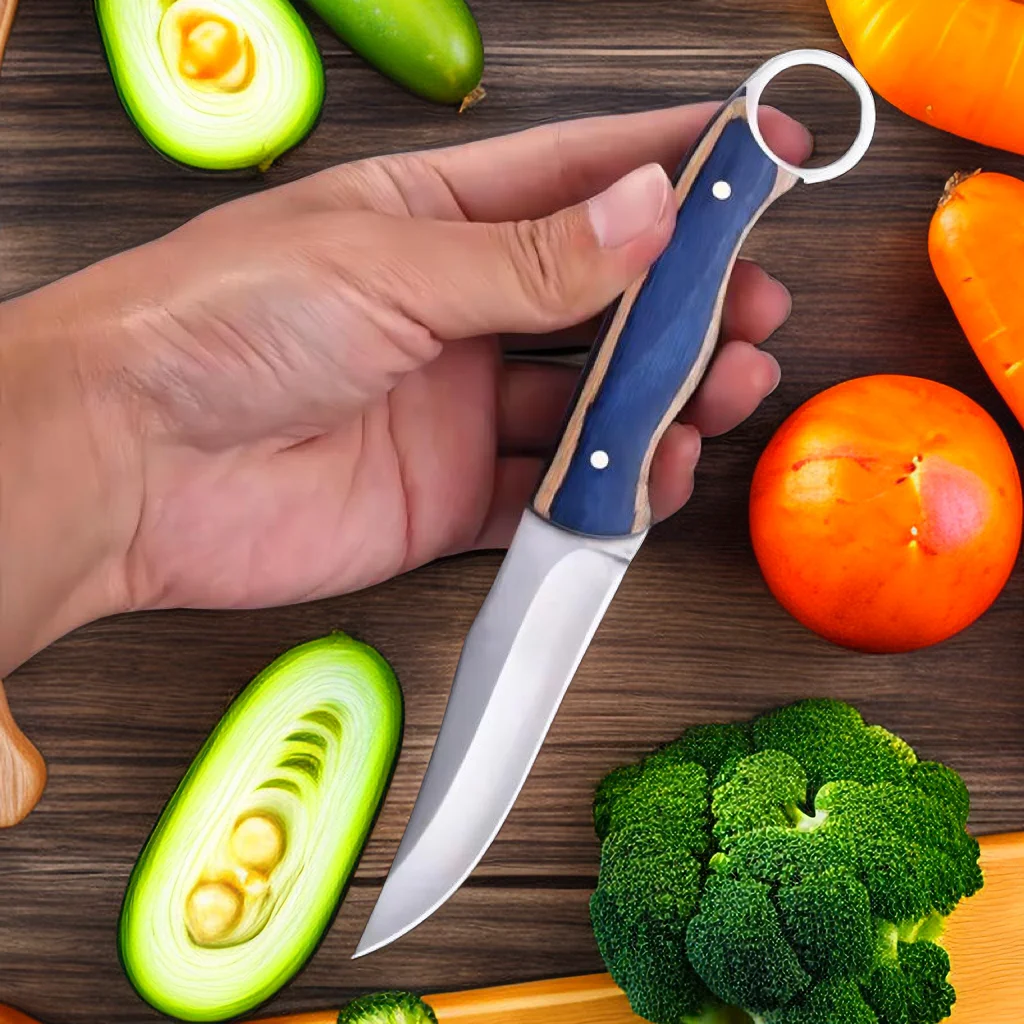 7.6 inch sharp stainless steel fruit knife, wood handle, multipurpose knife for family, BBQ