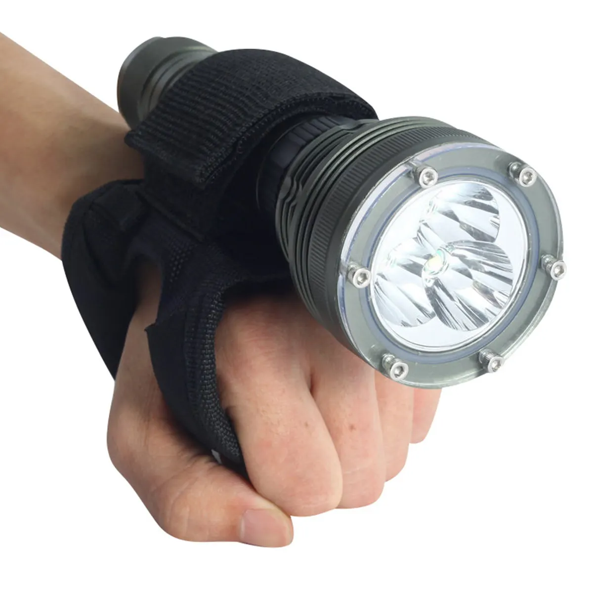 Adjustable Flashlight Holder Wrist Strap For 25- Lights Black Diving Underwater Torch Glove Light Holder Nylon Glove