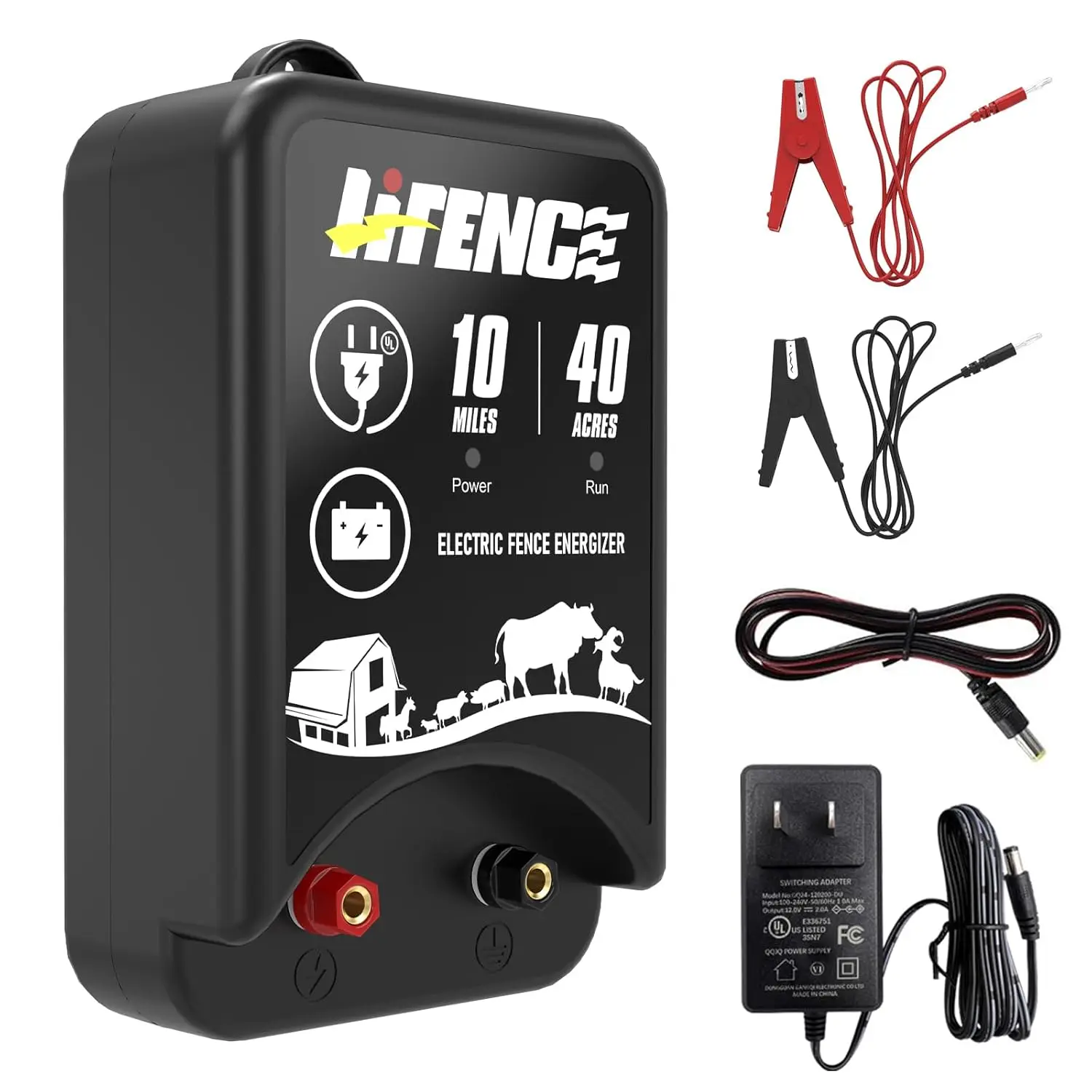 AC/DC 2-in-1 Power Supply for 10 Mile Electric Fence Energizer Preventing Animal Intrusion