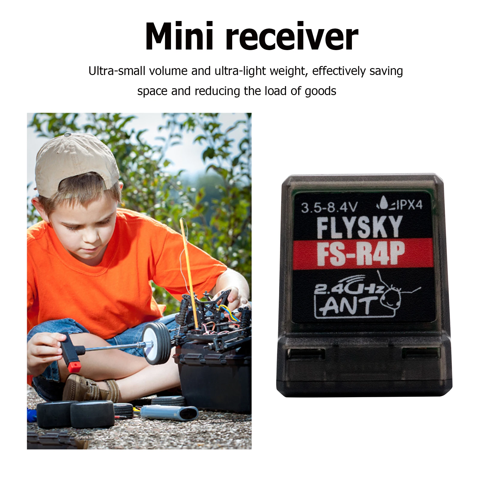 Récepteur Radio Portable antenne unique Flysky FS-R4P récepteur SDR Interface PWM pour voiture pour FS-G4P FS-G7P FS-ST8 FS-MG41 FS-MG4