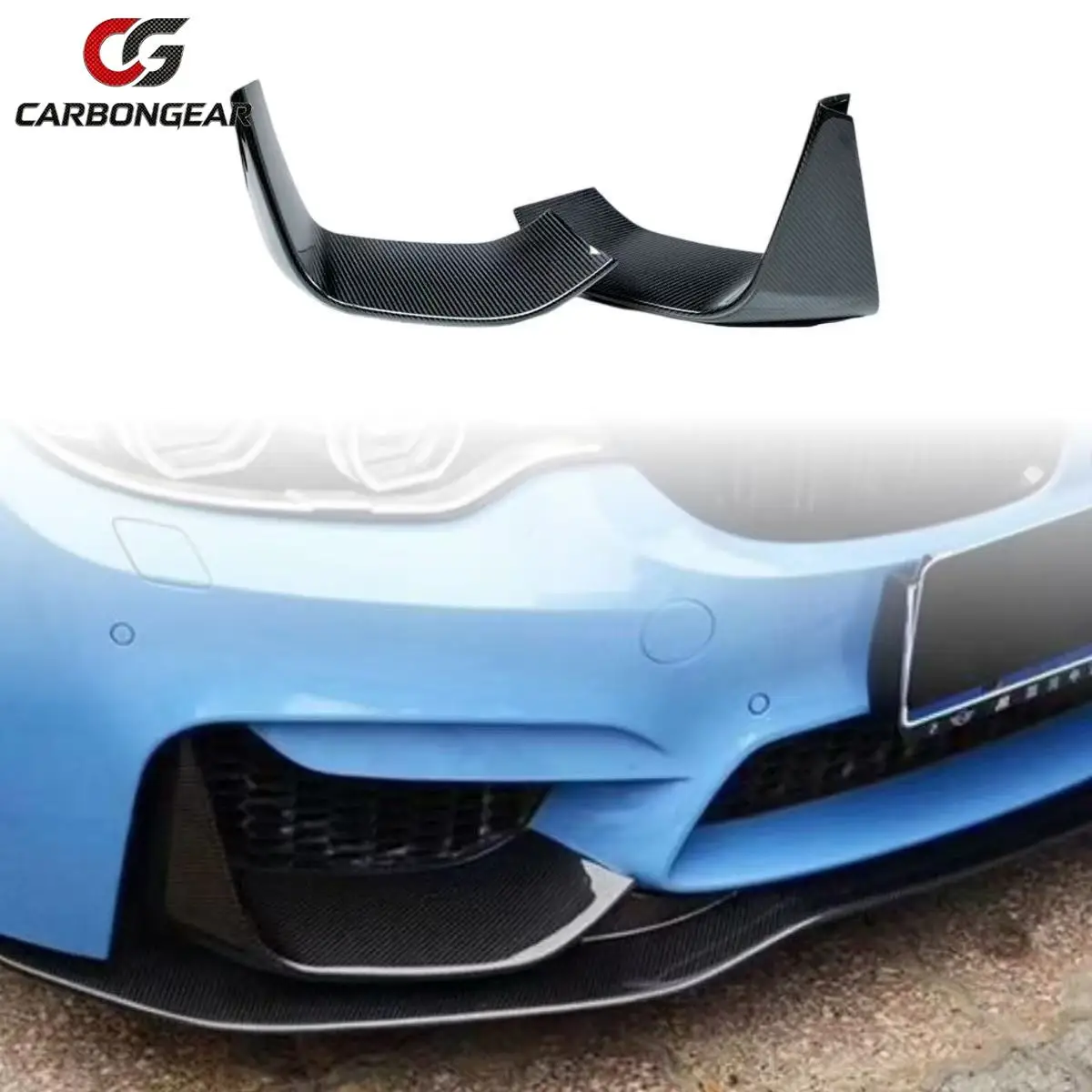Real Dry Carbon Fiber Front Bumper Lip Spoiler Splitters For BMW F80 F82 F83 M3 M4 2014-2020 Car Styling Splitter Flap Cupwings