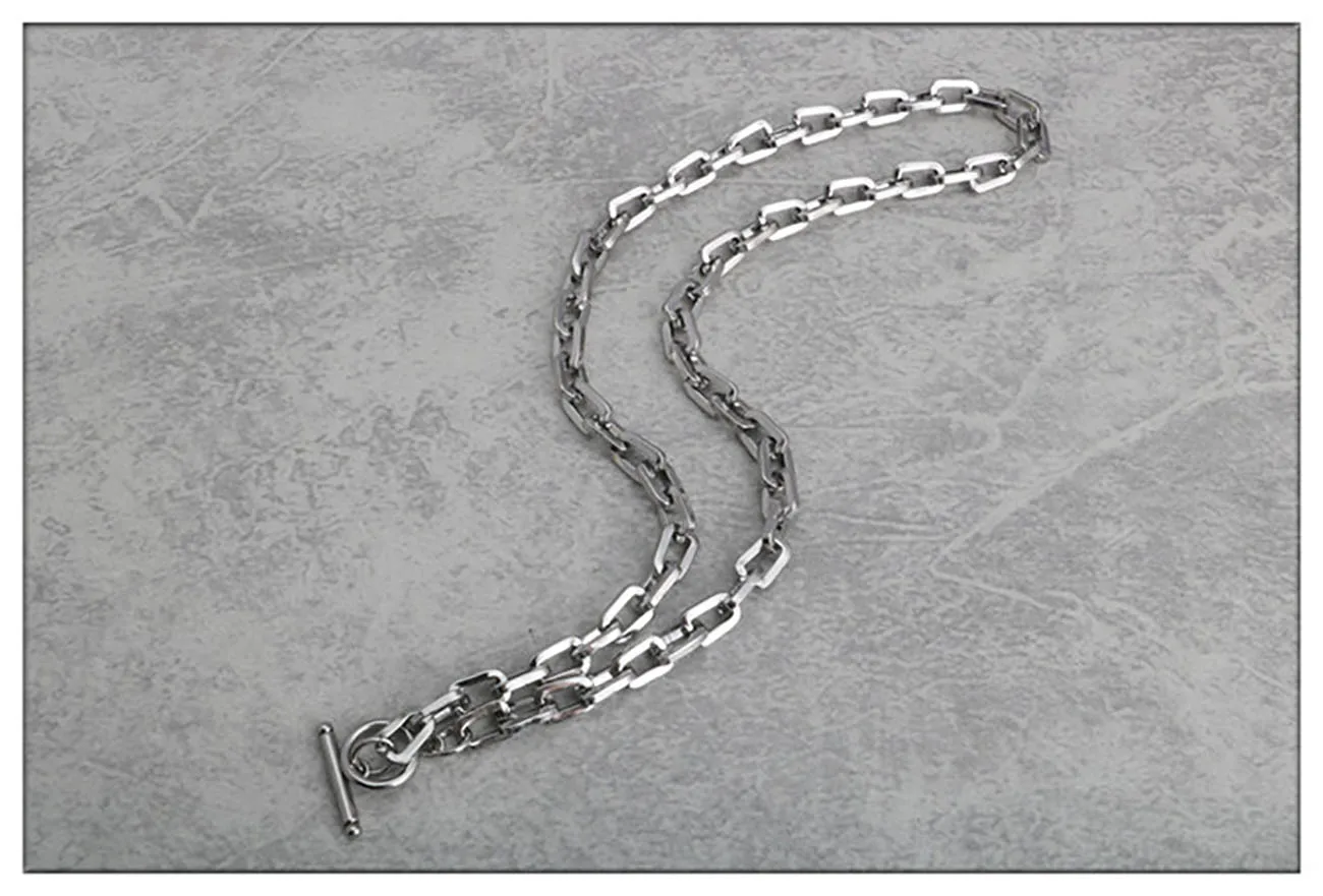 Fashion Long Square OT Buckle Stainless Steel Batch Angle O Word Men And Women Word Buckle Necklace Hot Sale