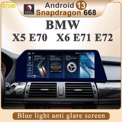 STWEI Android 13 New Blue Light Anti Glare Blade Screen Suitable For BMW X5 E70 X6 E71 Wireless CarPlay AUTO Car Multimedia