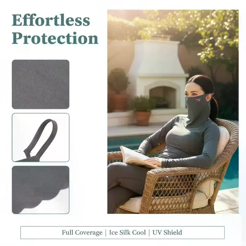 

Дышащая маска для лица из ледяного шелка с защитой от ультрафиолета и защитой шеи для велоспорта и активного отдыха