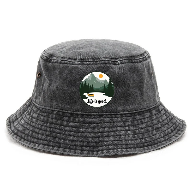 Chapeau seau délavé en coton de Style optimiste personnalisé, chapeau de pêche Vintage pour hommes et femmes, Protection solaire, casquette d'extérieur, cadeau d'extérieur